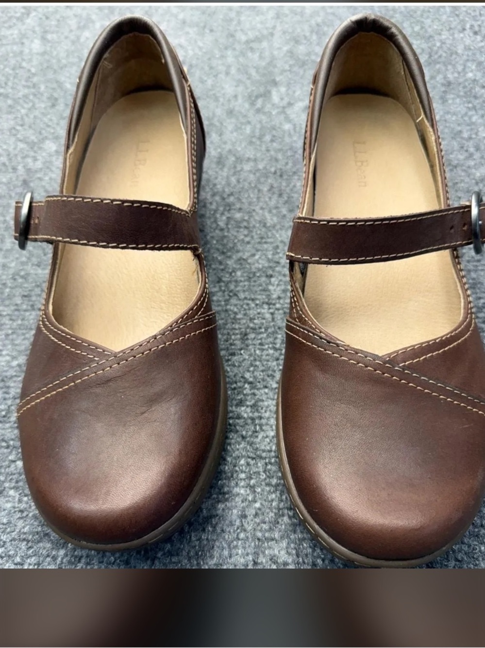 LL Bean Maroon Wedge Buckle Comfort Support Boho Hippie Normcore Mary Janes 10 W
